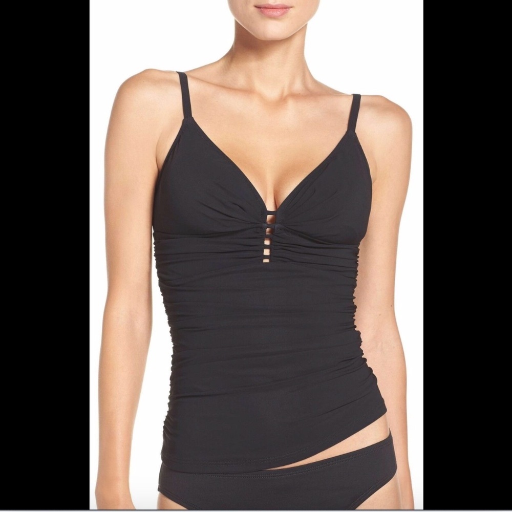 NWT! Profile By Gottex Cocktail Party Tankini Top‎ in Black [ SZ 6 ]
